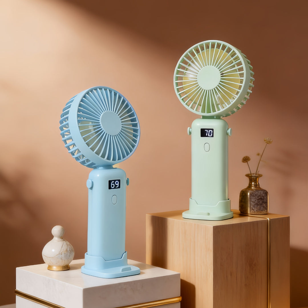 Ladies Portable USB Fan with Digital Speed Display Bowlift