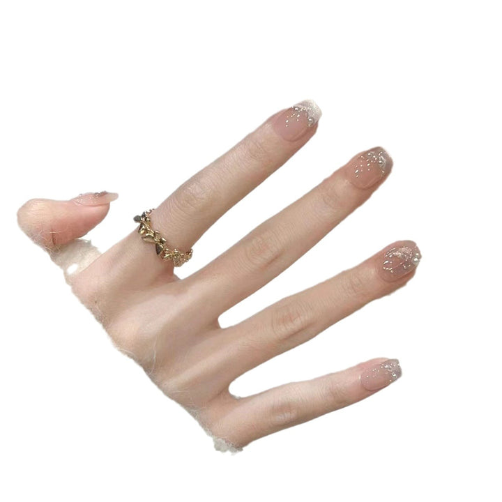 Floral Art Press-On Nail Set with Pearls Bowlift