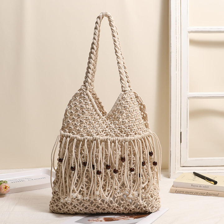 Crocheted beach bag with fringe details Bowlift