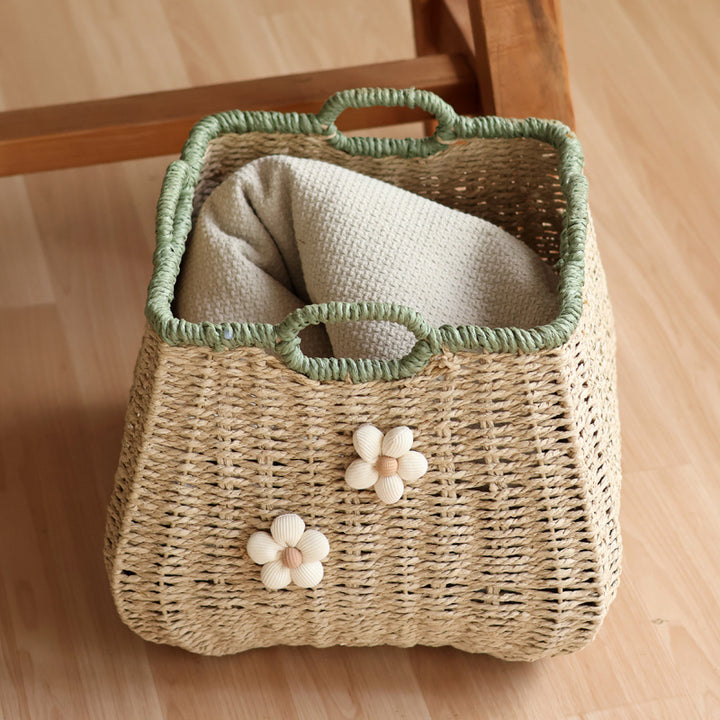 Stylish storage basket with flower appliqué Bowlift