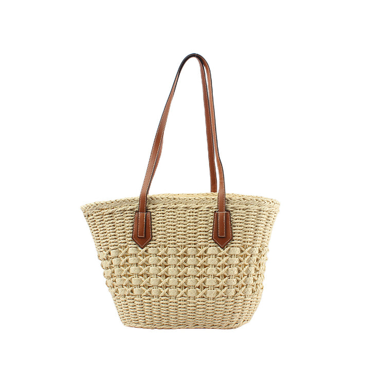 Braided tote bag with elegant faux leather handles Bowlift