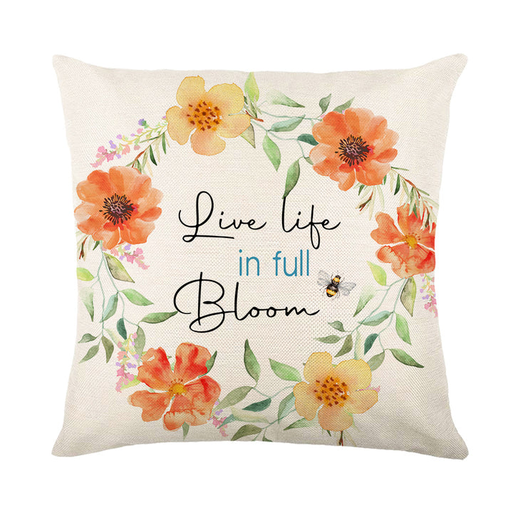 Botanical Watercolor Decorative Throw Pillow with Inspirational Quote