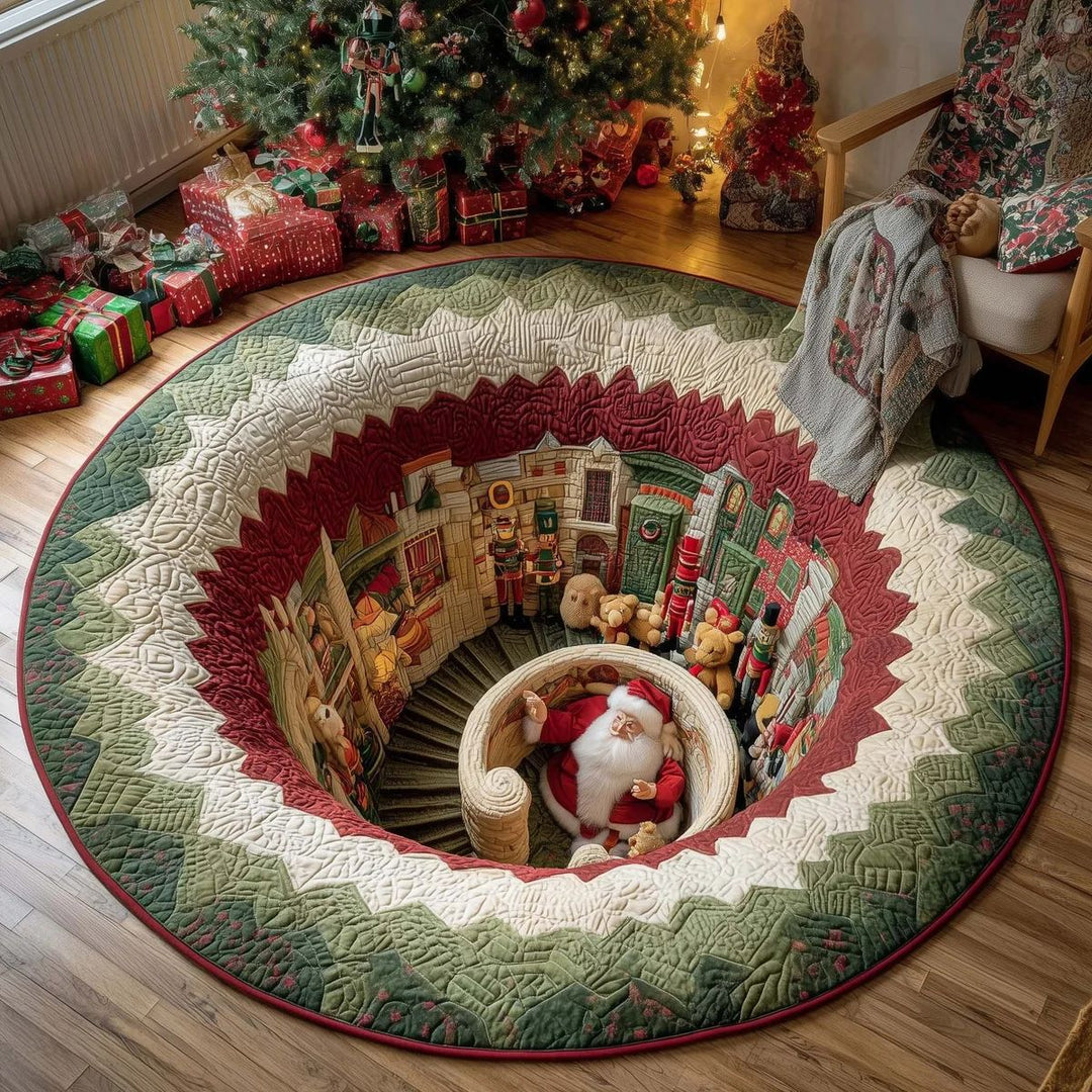 Cozy Christmas-Themed Round Area Rug