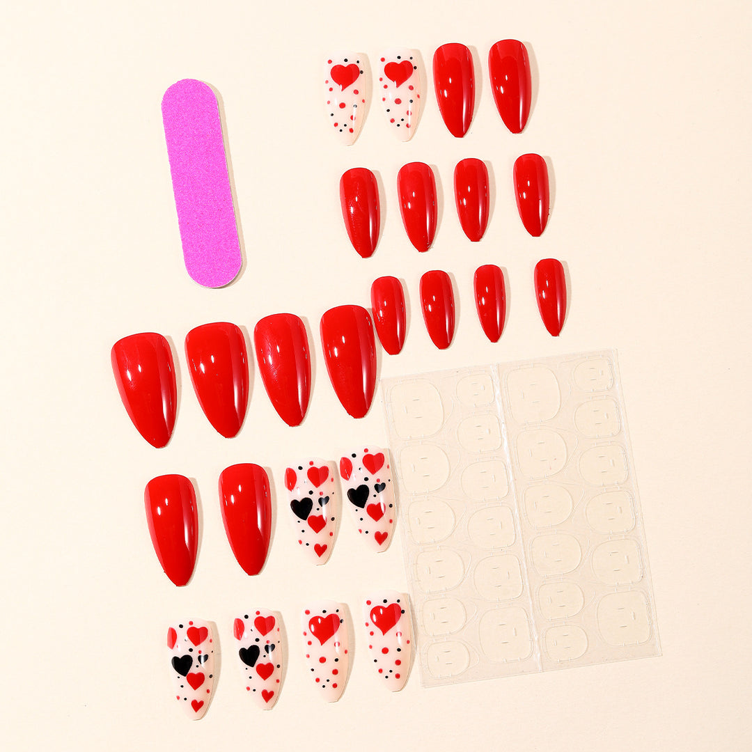 Heart-Themed Stiletto Nail Art Extensions Bowlift