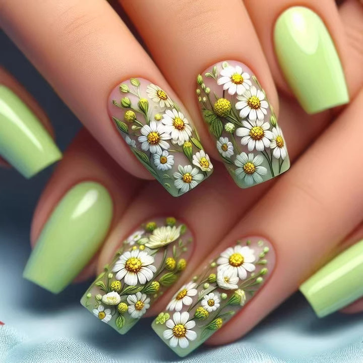 Artificial nail set with floral 3D applications Bowlift