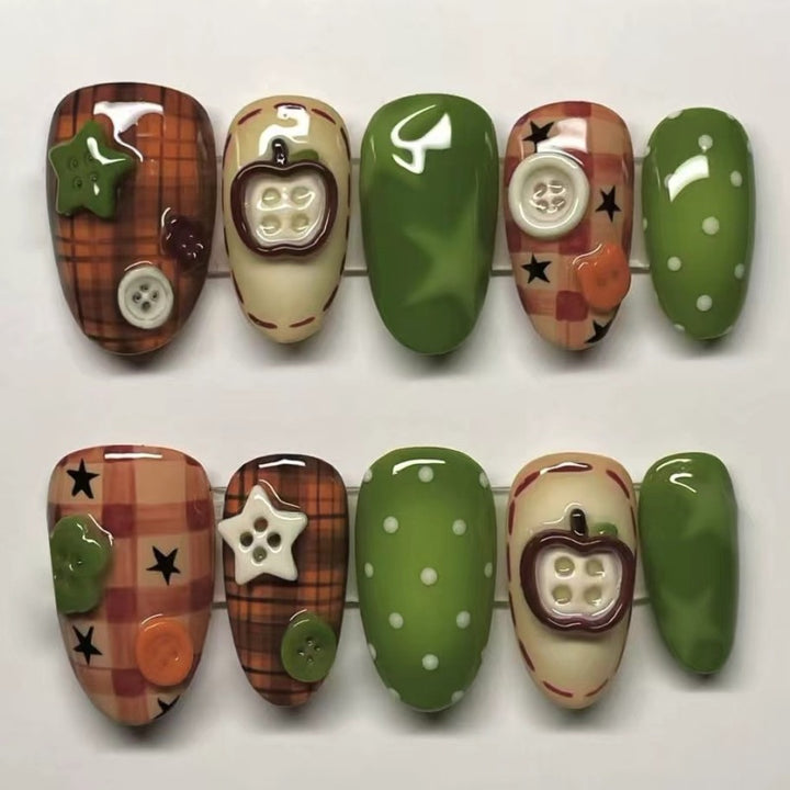 Nature-Themed Artistic Press-On Nail Set Bowlift
