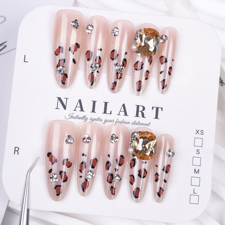 Artistic Stiletto Press-On Nails with Silver Accents Bowlift