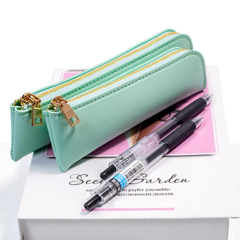 Premium Leather Zippered Pencil Case Bowlift