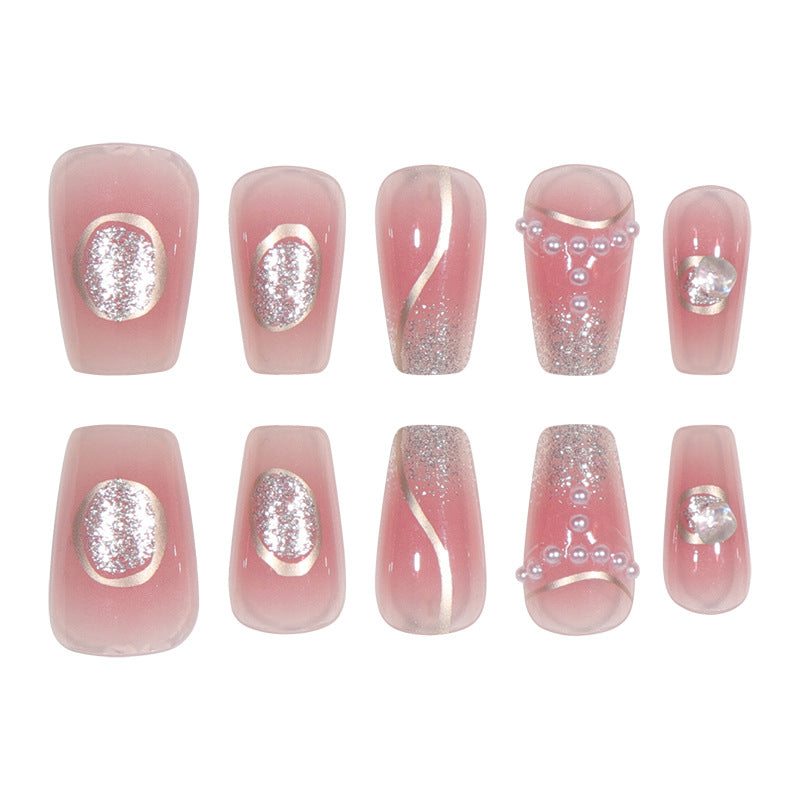 Elegant Stiletto Press-On Nail Set with Gem and Glitter Accents Bowlift