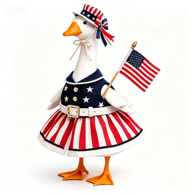 Unisex decorative fabric gander with patriotic costume and removable top hat Bowlift
