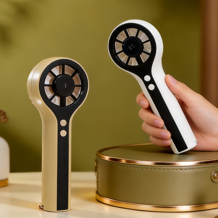 Ladies Portable Hand Fan with Digital Temperature Display and Powerful Battery Bowlift