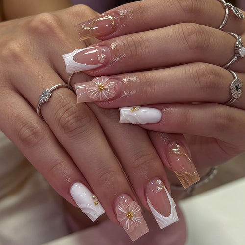 Deluxe Floral Acrylic Nail Art Set Bowlift