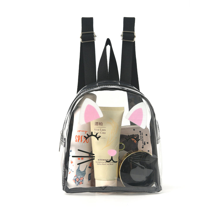 Transparent backpack with playful cat design Bowlift