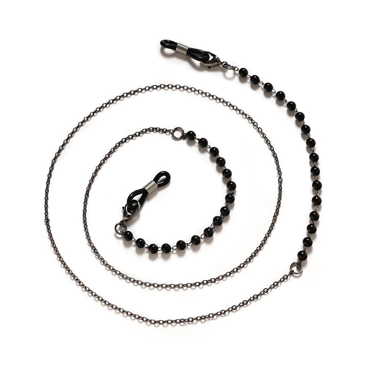 Premium Black Beaded Eyewear Chain Bowlift