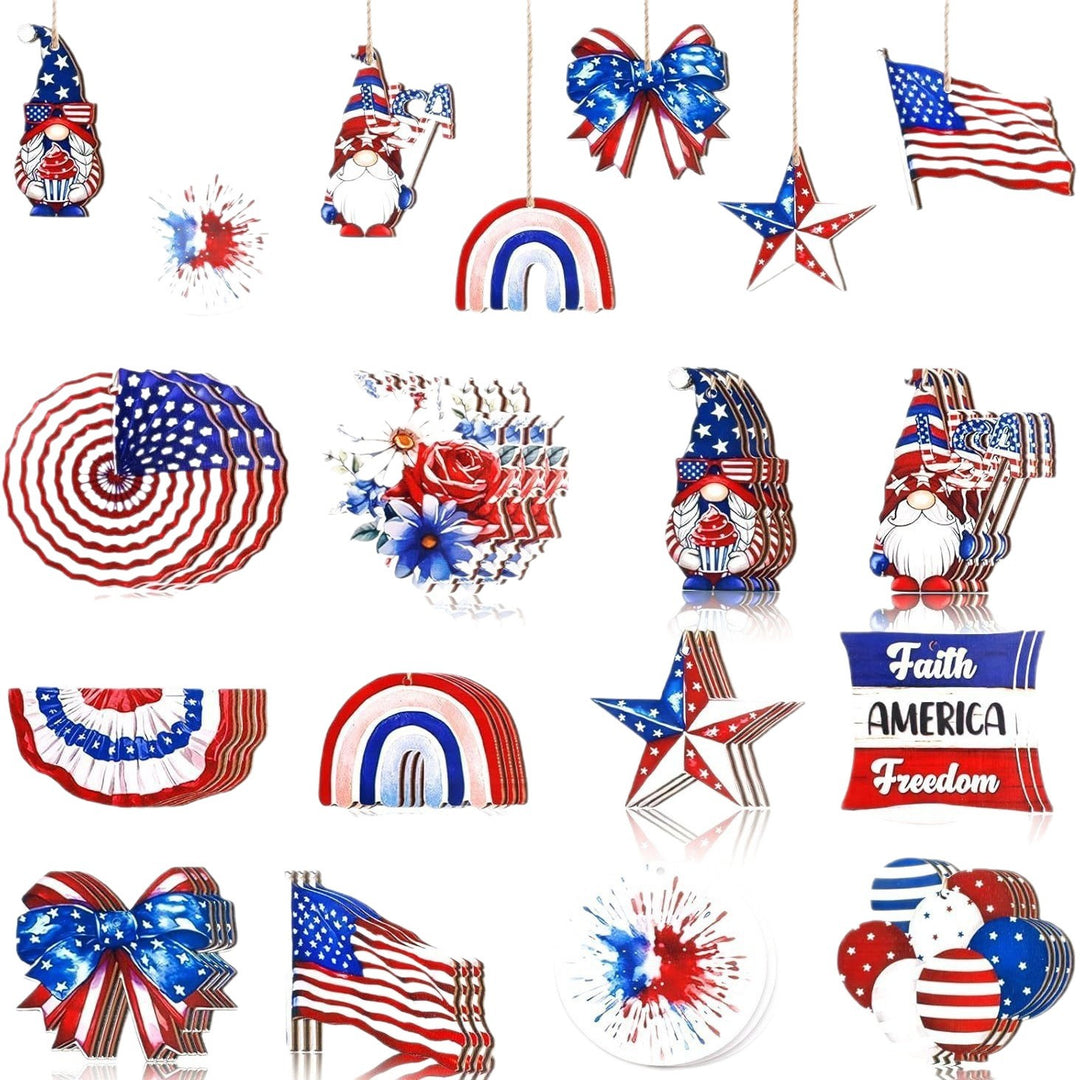 Unisex decorative party decoration set made of wooden pendants and table decoration with patriotic motifs Bowlift