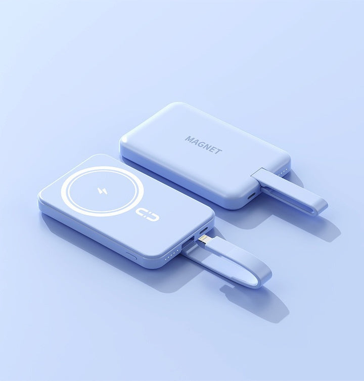 Magnetic power bank with wireless charging function and integrated quick charging Bowlift