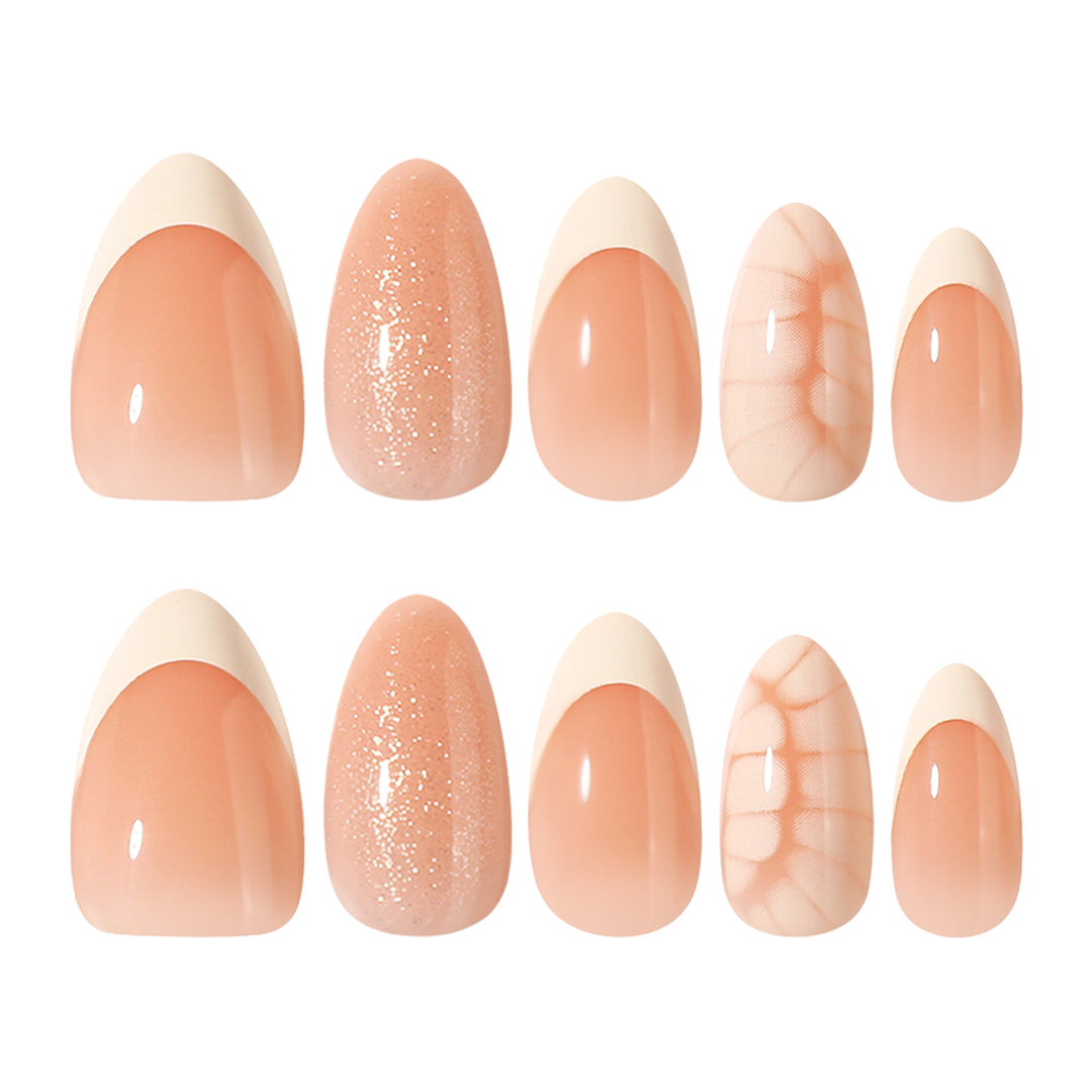 Artful nail extensions with shimmering glitter and unique design Bowlift