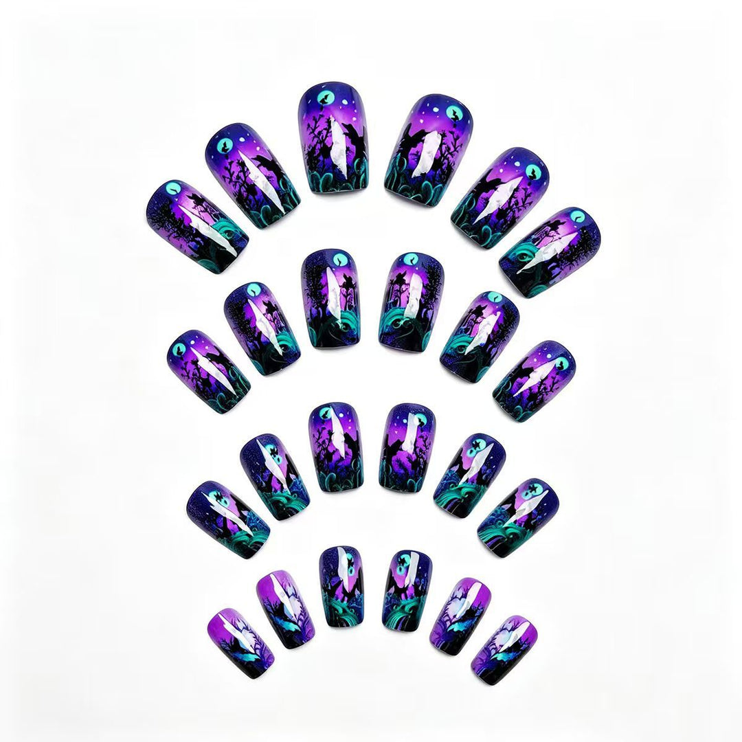 Nail art design with butterfly and night motif Bowlift