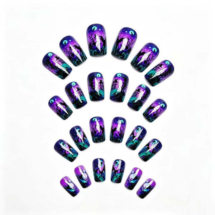 Nail art design with butterfly and night motif Bowlift