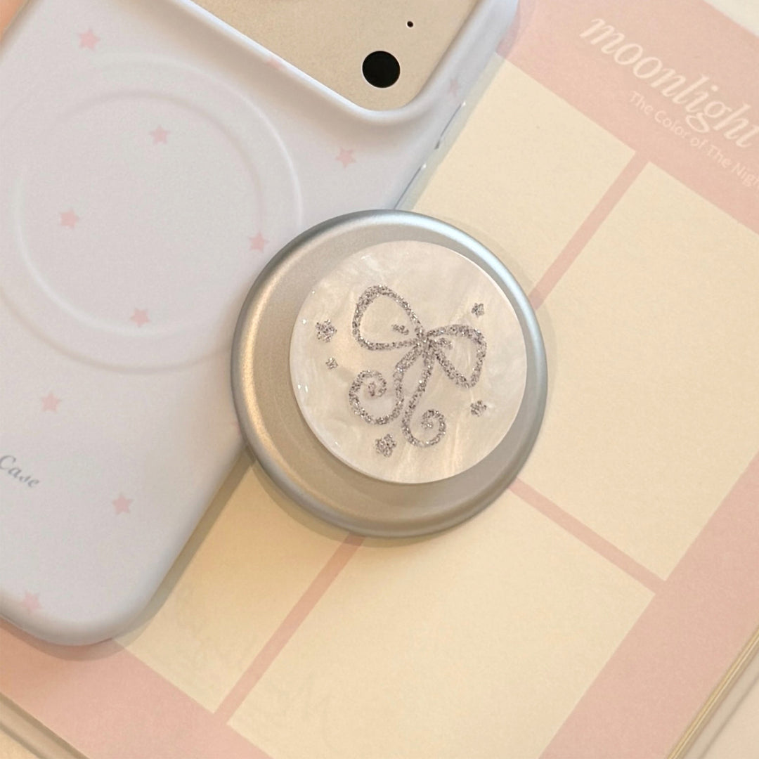 Stylish smartphone finger holder with glitter bow design Bowlift