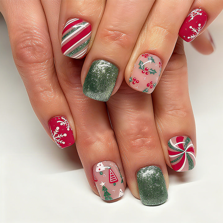 Artificial nail set with festive Christmas design and creative motifs Bowlift 1788236745