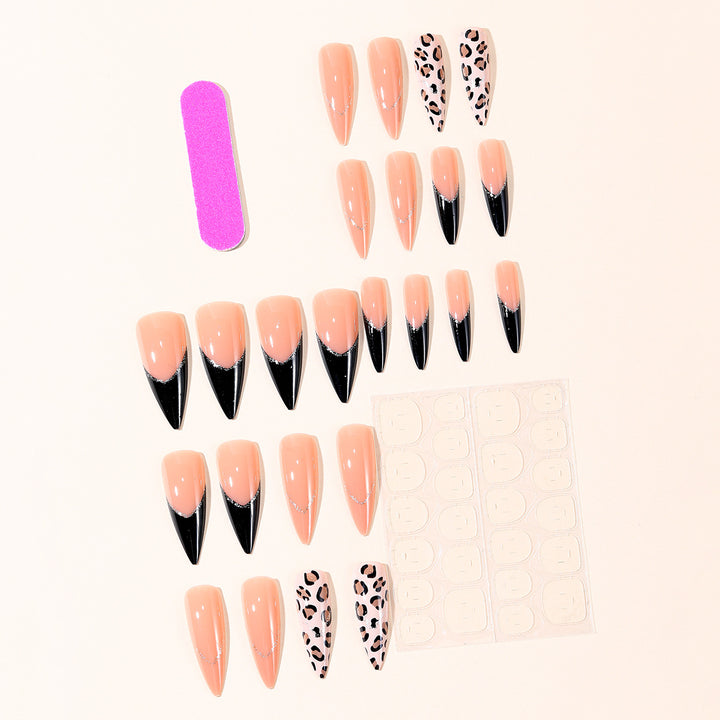 Elegant Leopard Print Stiletto Nail Art Extensions Bowlift
