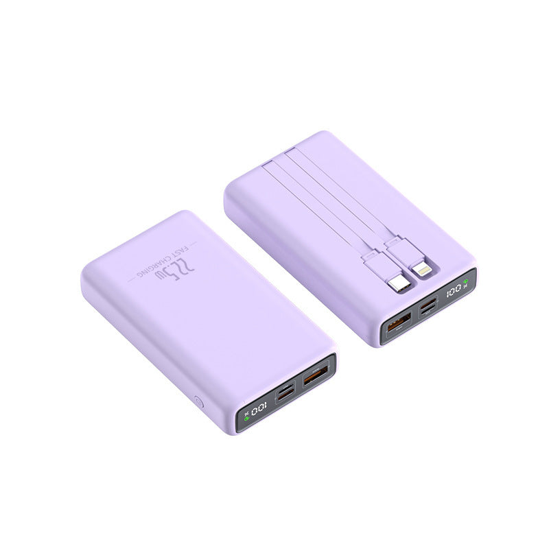 Portable power bank with integrated charging cable and digital charge level display Bowlift