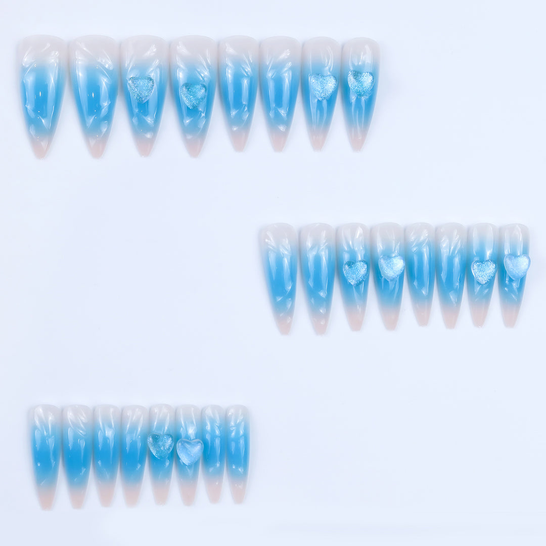 Glamorous artificial nails with 3D heart design Bowlift
