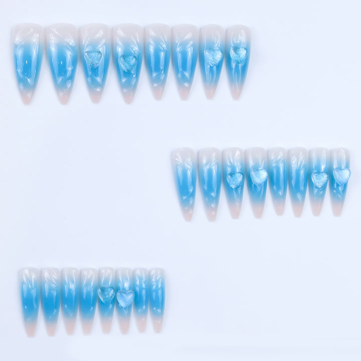 Glamorous artificial nails with 3D heart design Bowlift