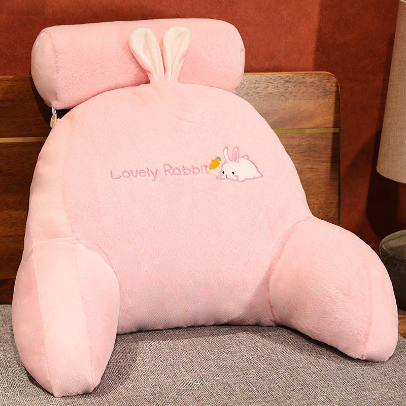 Plush back support cushion with cute rabbit motif Bowlift