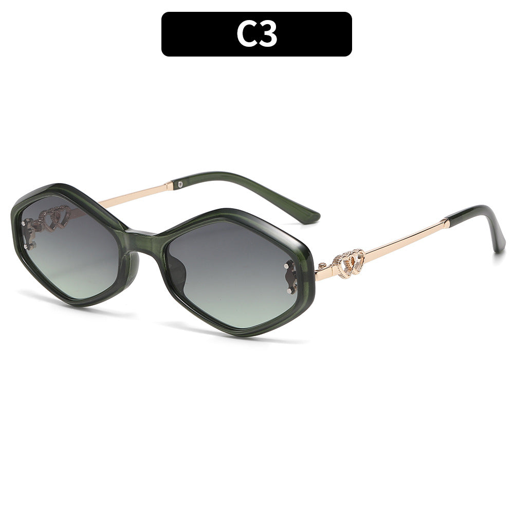 Oversized geometric acetate sunglasses with gold metal temples and crystal interlock detail Bowlift