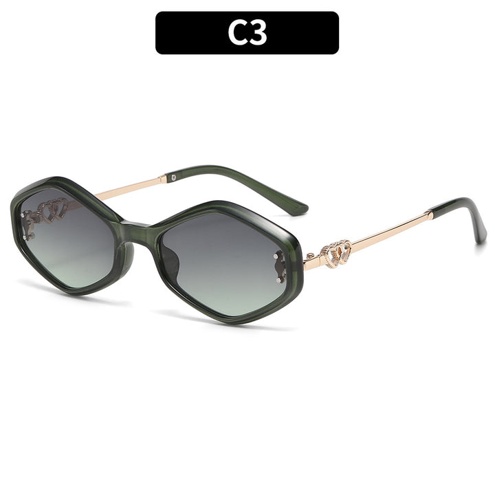 Oversized geometric acetate sunglasses with gold metal temples and crystal interlock detail Bowlift
