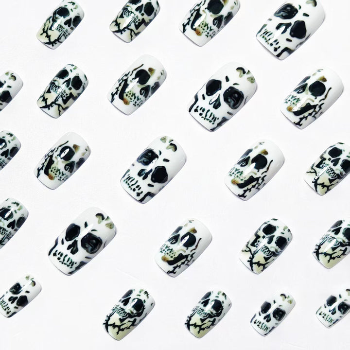 Artistic Skull-Themed Nail Art Bowlift