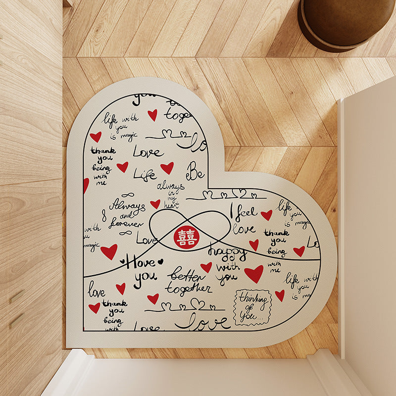 Heart-Shaped Non-Slip Area Mat Bowlift