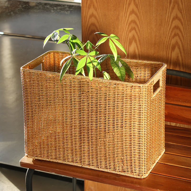 Rectangular Woven Storage Bin with Handles Bowlift