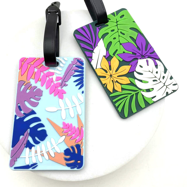 silicone tropical leaf luggage tag with embossed layered design Bowlift
