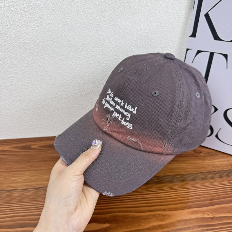 Women's Distressed Denim Statement Cap Bowlift