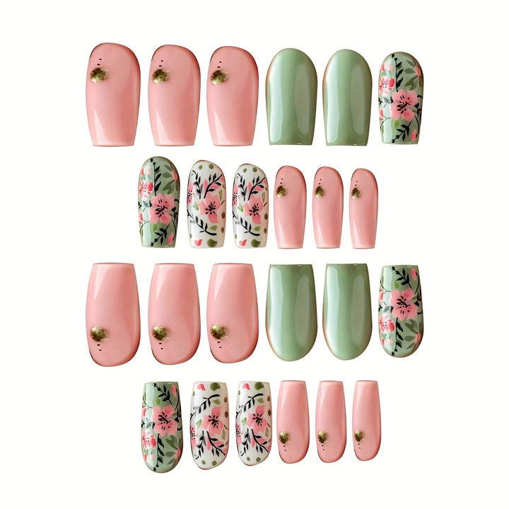 Botanical Floral Press-On Nail Art Bowlift