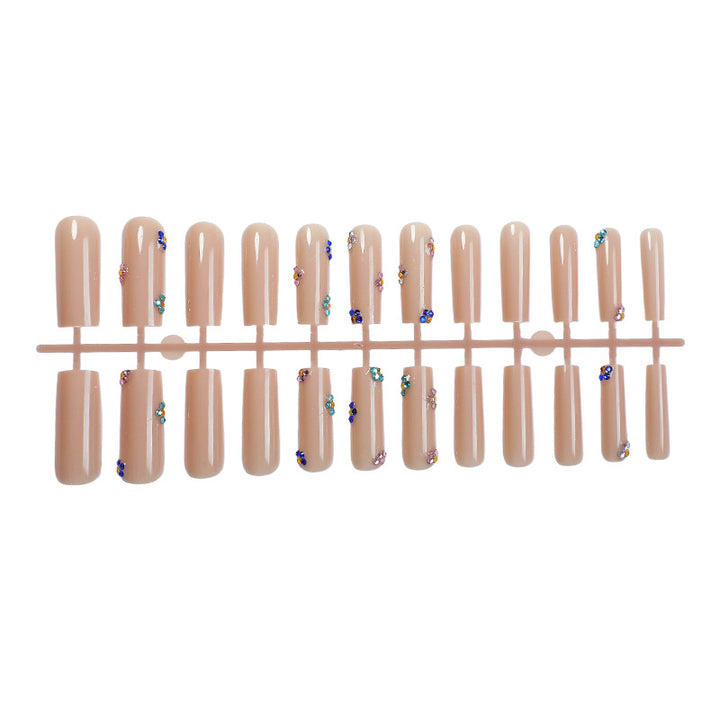 Decorative Press-On Nail Set with Floral and Gem Accents Bowlift 1788496020