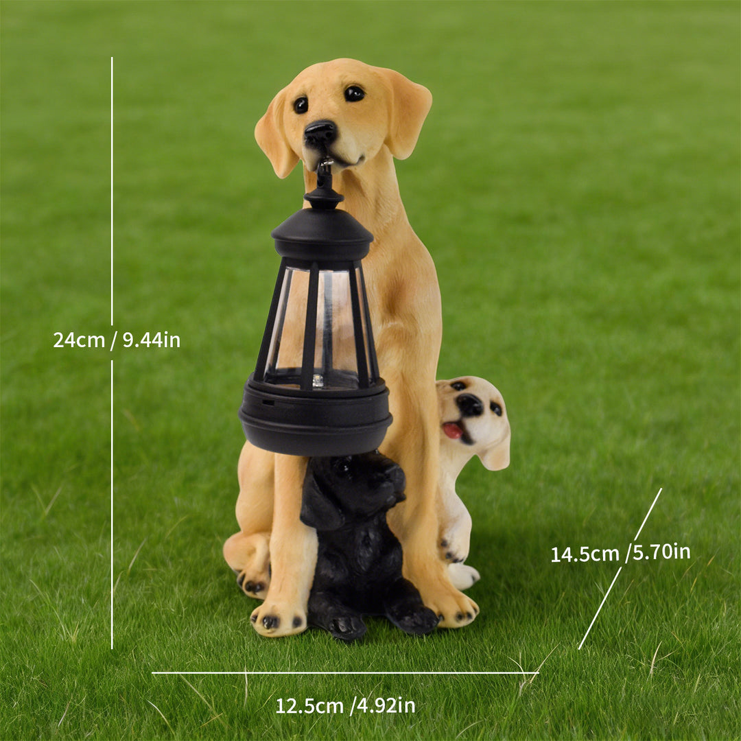 Resin Boxer Dog Solar Lantern Garden Sculpture Bowlift