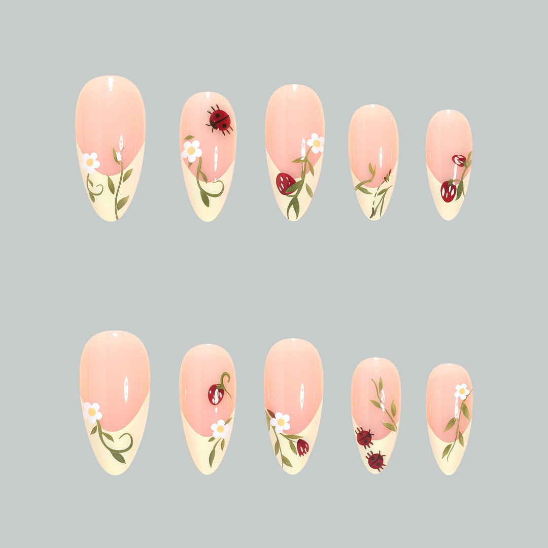 Artistic Floral Stiletto Nail Tips Bowlift