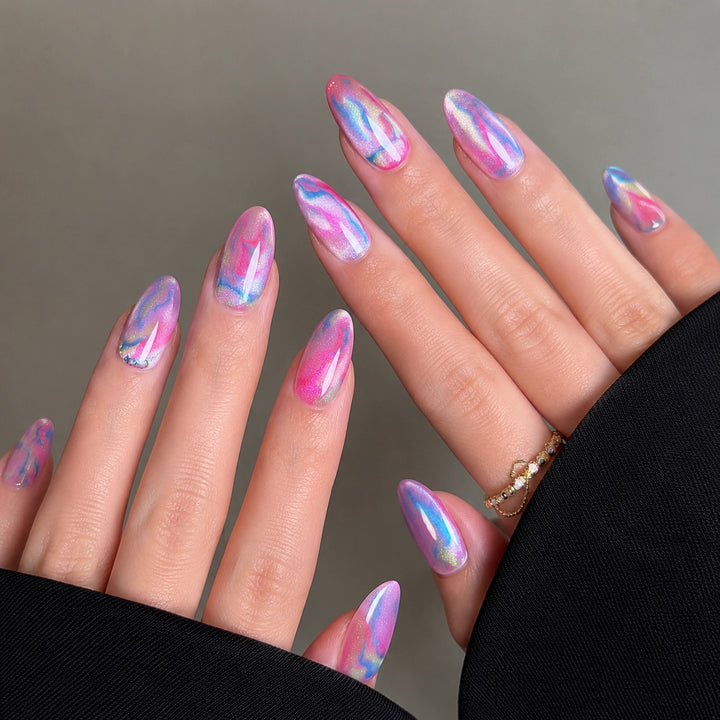 Marbled Fantasy Press-On Nail Tips Bowlift