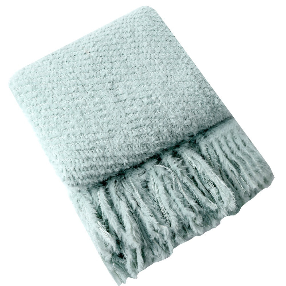 Women's knitted blanket with softest fleece and decorative fringes Bowlift