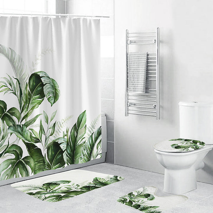 Tropical Leaf Print Bathroom Set Bowlift