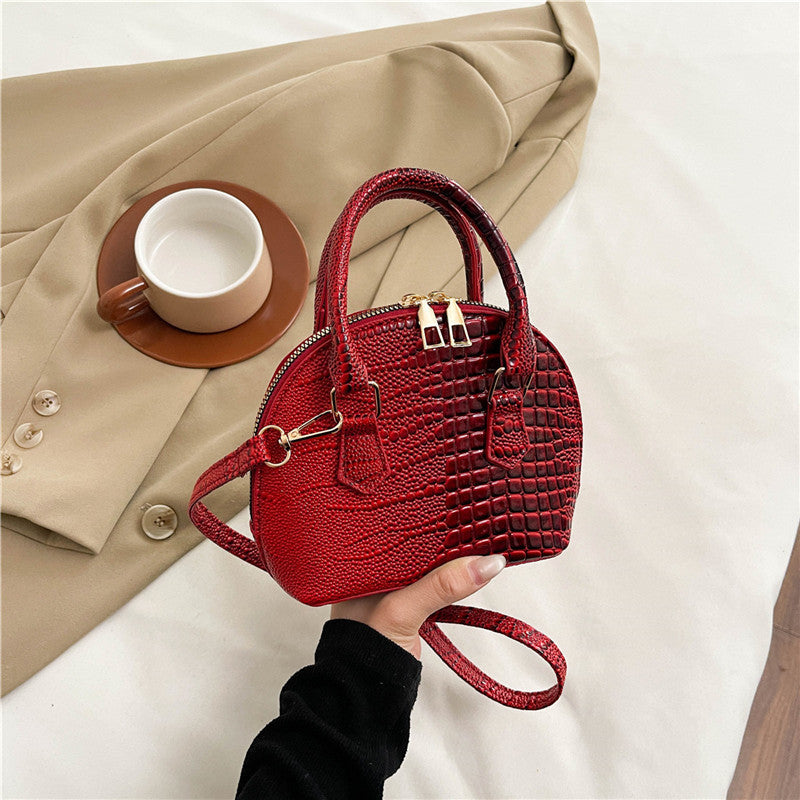 Crocodile-Embossed Mini Satchel Bag Bowlift