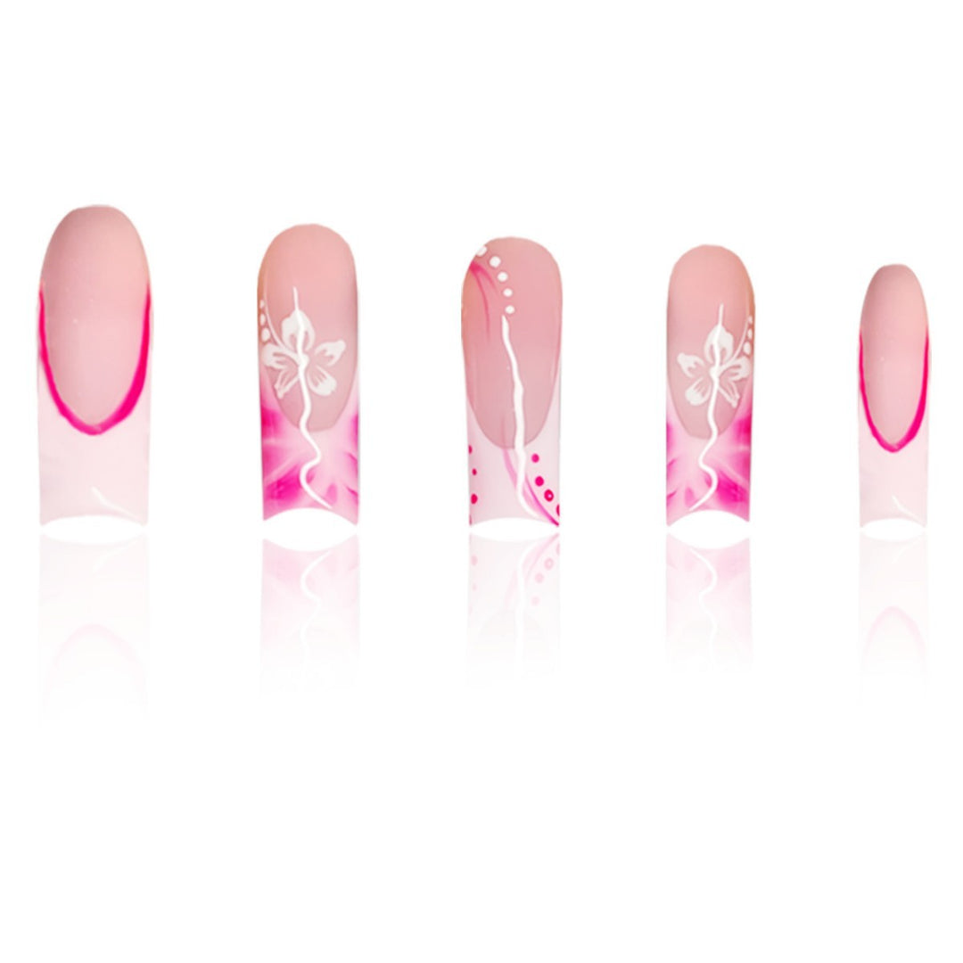 Artistic Floral Stiletto Press-On Nails Bowlift