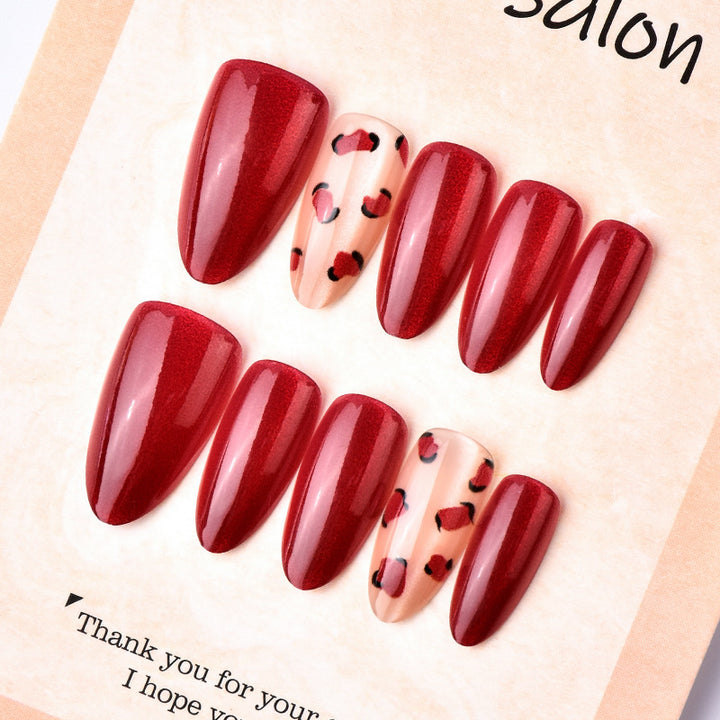 Artistic Red Press-On Nail Tips Bowlift
