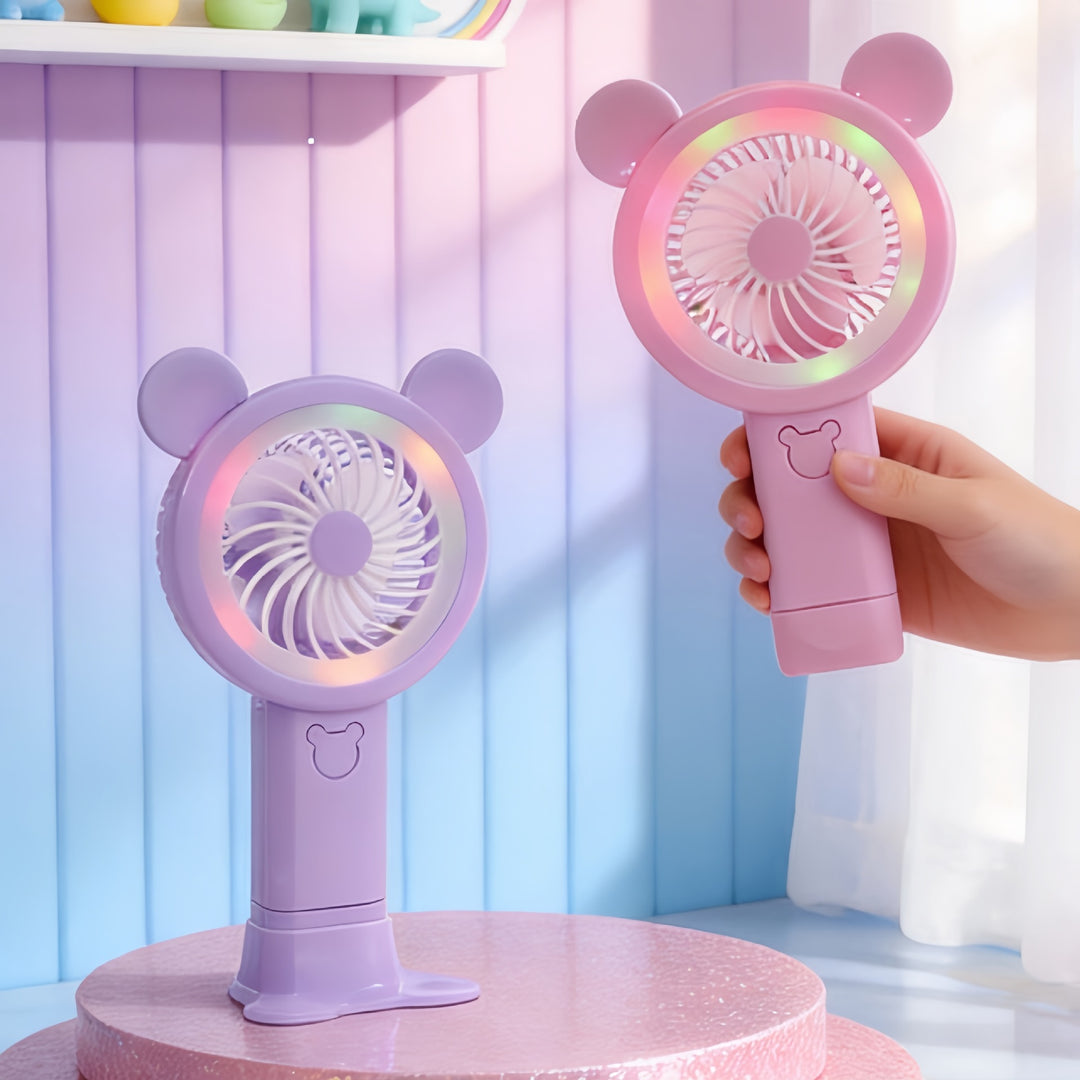 Women's Portable Hand Fan in Cheerful Bear Design Bowlift