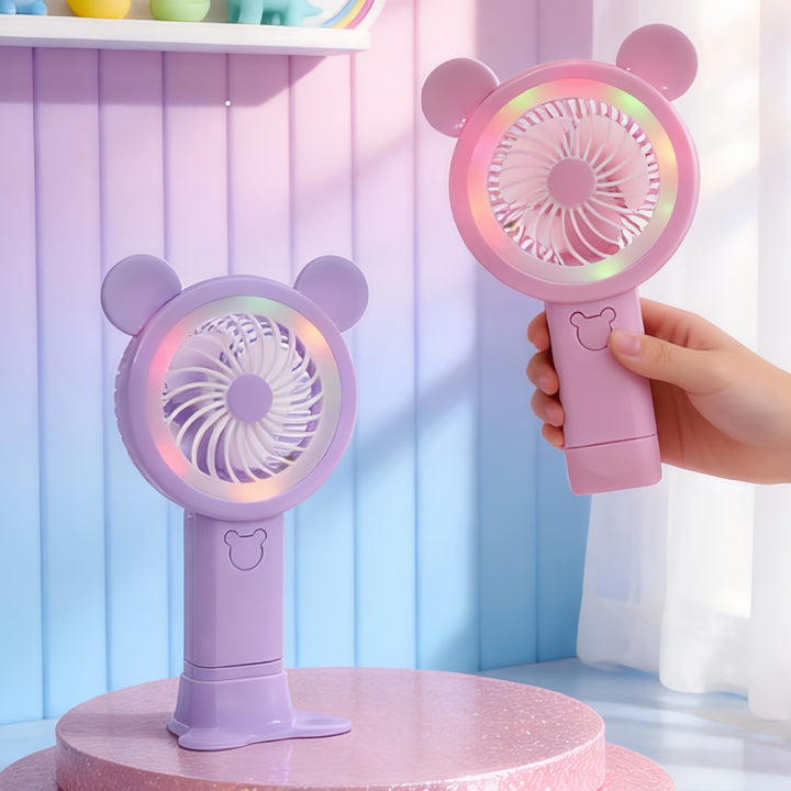 Women's Portable Hand Fan in Cheerful Bear Design Bowlift