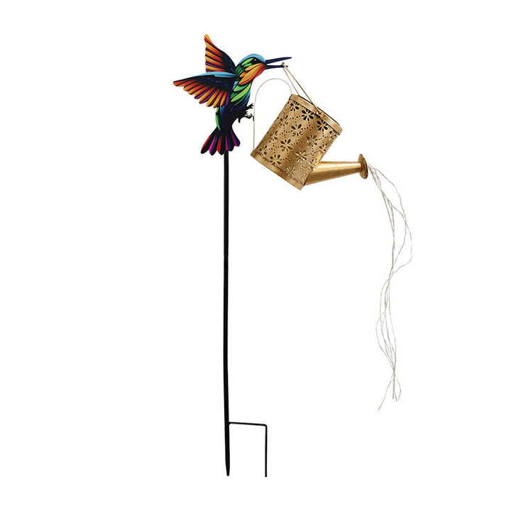 Decorative Hummingbird Solar Garden Stake With Hanging Lantern Bowlift